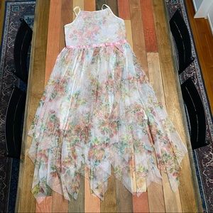 Girls 10/12 Lilt - Formal Easter Party - Floral Mesh Sequins Handkerchief Dress